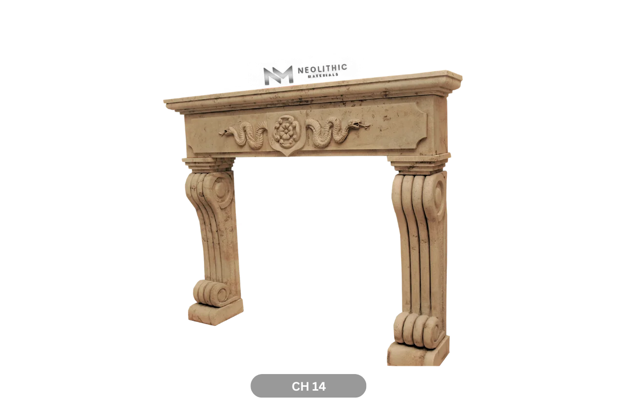 Limestone Fireplace Mantel - Image 3